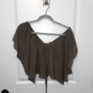 Free People olive flowy top